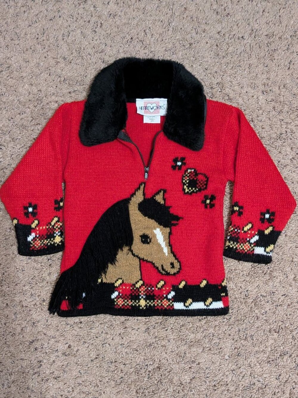 90s Heartworks Horse 3D Girls Sweater 2T